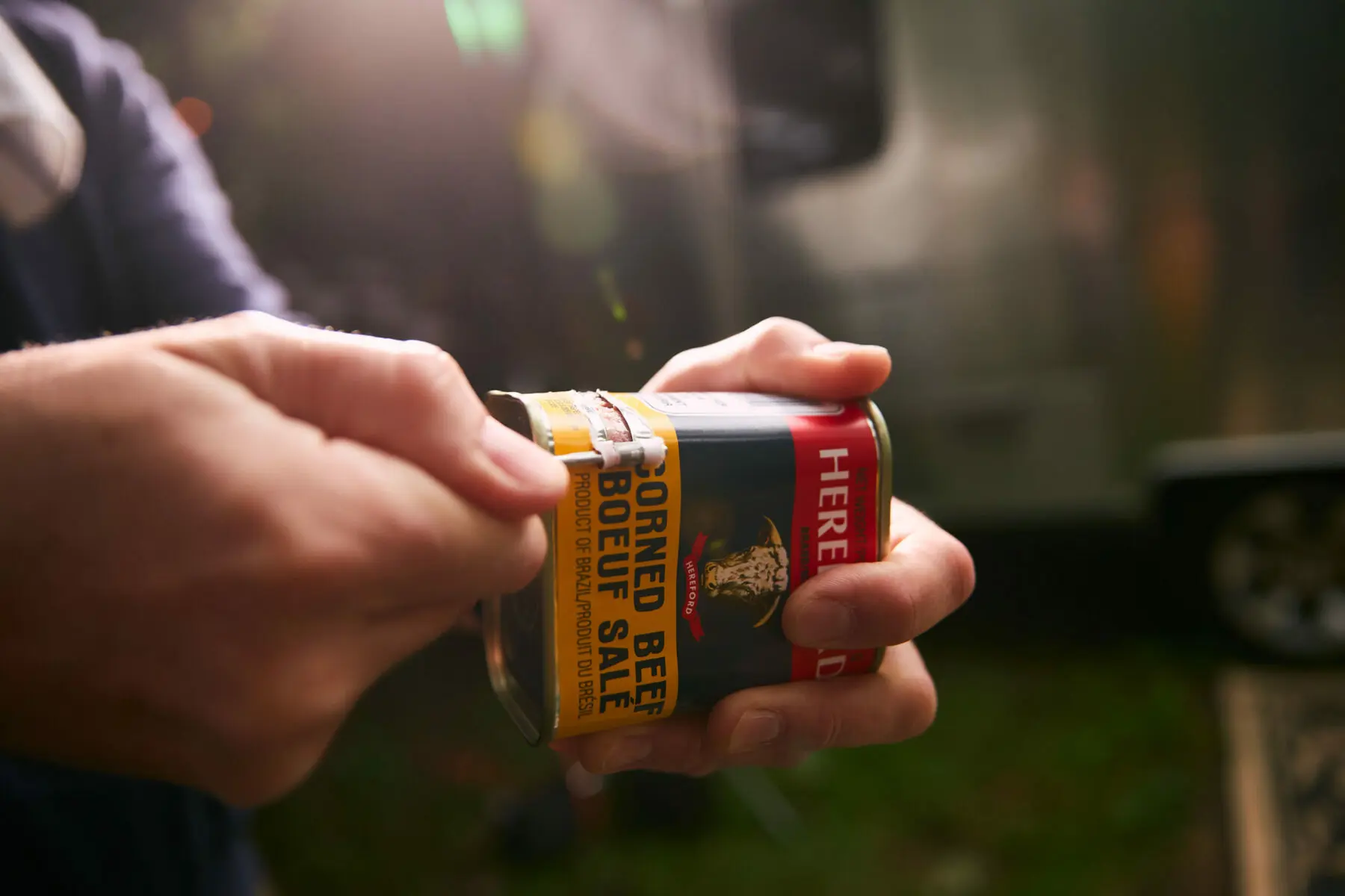 Corned Beef Hash and Eggs: A Cast Iron Campfire Breakfast 2 A tin of corned beef, the camping shortcut for hash