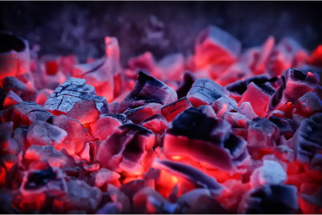Perfect Campfire Steak: Thick Ribeye Over the Embers 3 A deep bed of glowing embers ready for grilling